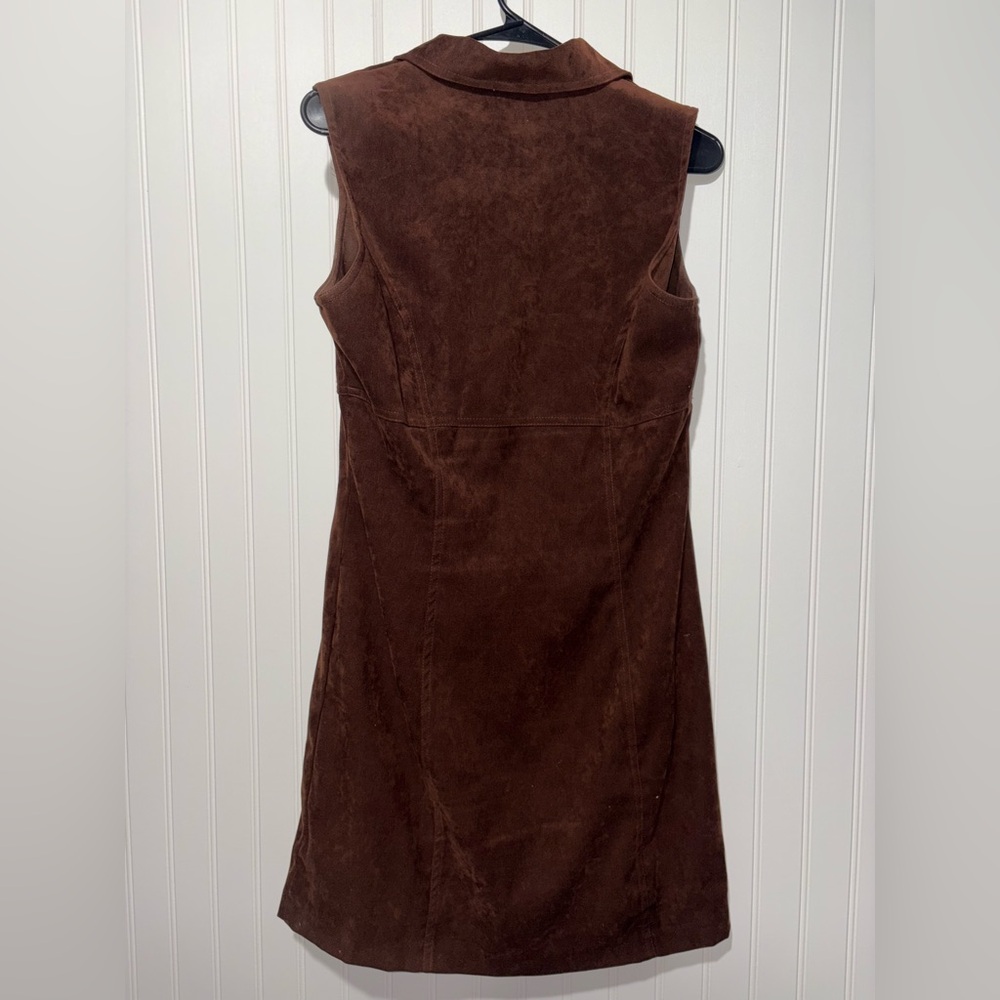 Vintage Maurice’s Suede Brown Sleeveless Zip-Up Dress| Size 11 - Picture 5 of 5
